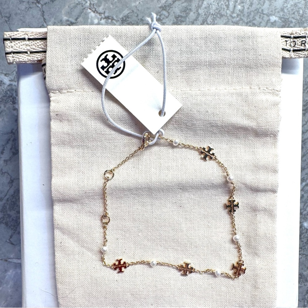 Tory Burch Gold Bracelet with Pearl Details - Picture 3 of 4